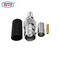Conector Coaxial RF EZ de 50 Ohmios, Tipo BNC Hembra, con Pin sin Soldadura para RG58 LMR195 .195, Disponible en Stock