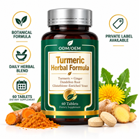Complément Herbal en Comprimés de Curcuma, Gingembre et Racine de Pissenlit, Enrichi en Glutathion et Levure, Marque Blanche, Fabricant OEM ODM en Gros