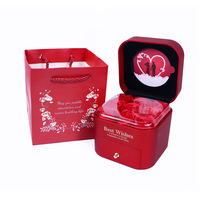 Saint Valentin 2024 9 Fleurs de savon Rose Coeur Collier Boîte Cadeaux Roses éternelles Cadeau Fête des Mères Cadeau de vacances Avec sac à main