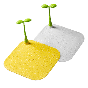 Tapa de desagüe de suelo desechable pequeña para el hogar, de silicona, con batería, antiolores, a prueba de insectos, con diseño de brotes de frijol, para baño - Product Image 1