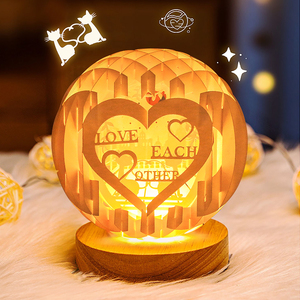 Sevgililer günü hediye kız arkadaşı için DIY 3D Pop-up ışık kutusu küre başucu lambası LED masa ışığı ev dekor çocuklar için hediye öğesi - Product Image 4