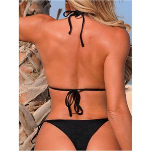 Women's Gothic Micro Bikini Set 2 Piece Cheeky Thong Grommet Halter Triangle Swimsuit <b>String</b> Bathing Suit - Product Image 2