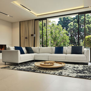 طقم أريكة حديث عالي الجودة على شكل حرف L من الجلد الأصلي مع إطار من الخشب الصلب وحشوة من الفوم لتزيين الشقق والفنادق والفيلات والأقبية - Product Image 1