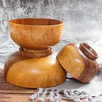 Ensemble de bols à salade en bois d'acacia, bols à riz polis, 5 ustensiles, écologiques, cadeaux d'affaires modernes, vaisselle pour enfants et adultes