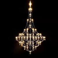 Filet en fil d'acier Étoile LED Lustre de luxe Ciel étoilé Moderne Creative Glowworm Rond et grande fleur Osram EOS Lustre nordique