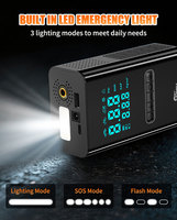 Compresseur d'air portable sans fil ABS pour pneus, manomètre 150 PSI, double affichage, lumière LED, batterie externe, gonfleur de pneus de voiture