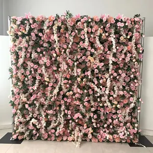 F12 Hochzeit Event dekorative große 5D Blumen Wanda uf kleber Hintergrund Stoff Seide Rose Hortensie Luxus Roll Up künstliche Blume