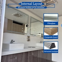 Promotion : Remorque Sanitaire Mobile à 3 Cabines, Essieux Jumeaux, Toilettes Portables avec Urinoir et Lavabo pour Événements Extérieurs et Chantiers de Construction