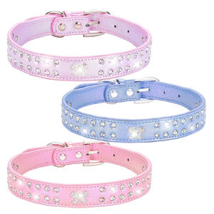 <span class=keywords><strong>Collar</strong></span> moderno de lujo de nailon sólido para mascotas con diamantes de imitación brillantes, correa de cuero cómoda para perros, accesorio personalizado para perros de PU - Product Image 3