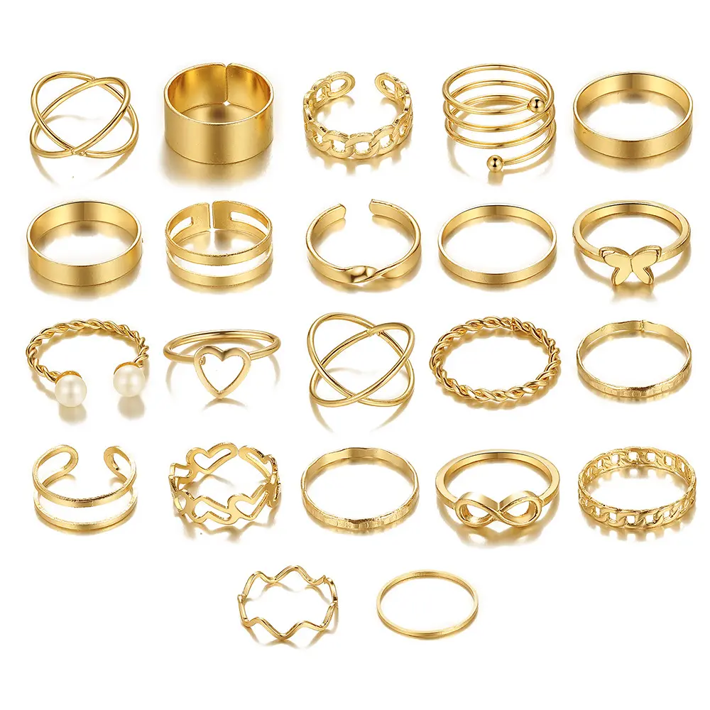 Trendy Women Finger Jewelry 18k Banhado A Ouro Impermeável Aço Inoxidável Oco Ajustável Coração Aberto Anéis Para Meninas
