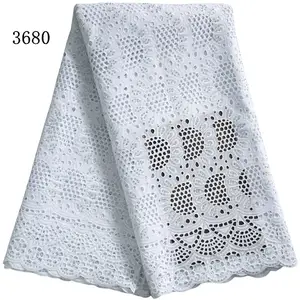 3680Pure White African Lace Fabric High Quality Free Shipping Swiss Voile Cotton In Switzerland Austria Lace For Wholesale Price