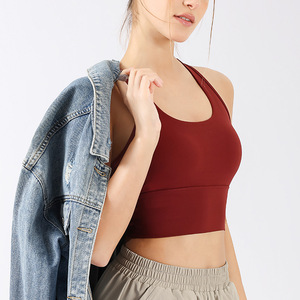 Sujetador Deportivo para Mujer, Transpirable, de Alta Sujeción, con Tirantes Cruzados, Antigolpes, Copa Fija, Top de Yoga y Fitness, de Secado Rápido, Color Rojo - Product Image 6