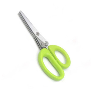 Stainless Steel Scallion <b>Scissors</b> Five Layer Green Handle <b>Kitchen</b> Herb Cutter For Home Use - Product Image 2