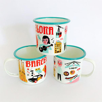 Mug à café en émail blanc personnalisé de 7 cm avec poignée, en acier, pour le camping