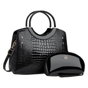 Wholesale PU Leather Handbags Charm Metal Grip Shoulder Handbags Women Satchel 2 Pieces Set <b>Tote</b> Bags for Ladies - Product Image 6