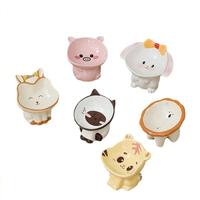 Bol surélevé en céramique en forme d'animal mignon pour chat, protection du cou, gamelle anti-renversement pour animaux de compagnie