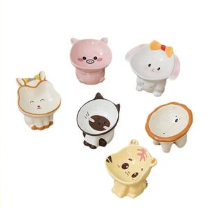 Bol surélevé en céramique en forme d'animal mignon pour chat, protection du cou, gamelle anti-renversement pour animaux de compagnie - Product Image 6