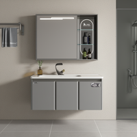 WJL 514T-90 Meuble-lavabo mural moderne en céramique résistant à l'humidité avec miroir lumineux pour hôtel