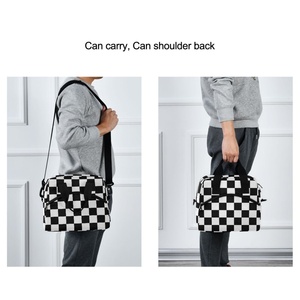 Black White Checkered Design Food Storage Men Thermal Custom Cooler Women Cooler Shoulder Bag Insulated Lunch Bag for Adults - Product Image 6