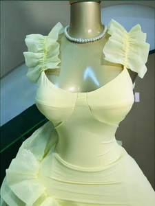 Women's <b>Spaghetti</b> <b>Strap</b> Bubble Skirt Sleeveless Halter Waist-cinched Dresses Fashion - Product Image 5