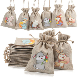 Regalo de Navidad Bolsa de yute Sacos de Papá Noel con cordón Presenta Bolsa de embalaje de regalo de dulces - Product Image 1