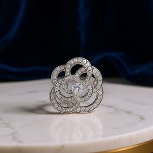 Bague en diamant T0028 taille 8 pour femme, bijou de luxe en pierre naturelle taille brillant rond - Product Image 2