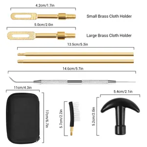 مجموعة تنظيف المسدس لـ .22 .357/.38/9mm .40 .45 Caliber مع ممسحة قطنية برونزية مثقبة فرشاة نحاسية