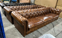 Canapé Chesterfield en Cuir Marron pour Salon, Ensemble de Canapés Meubles Chauds pour Salon