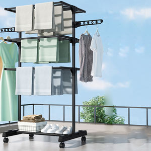 Service de vente au détail Duty bébé vêtements vêtements suspendus sèche-linge métal tissu cintre support avec roues - Product Image 2