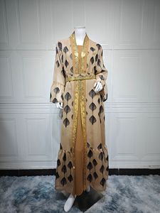 Élégante Tenue Islamique: Robes Marocaines Caftan pour Femme, Brodé, Manches Cloche, Abaya Musulmane, Ensemble 2 Pièces avec <span class=keywords><strong>Ceinture</strong></span> - Product Image 5