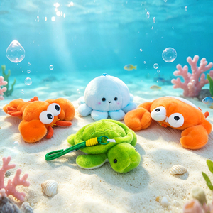 Llavero de Peluche de Animales Marinos al por Mayor de Fábrica <span class=keywords><strong>con</strong></span> Cordón, Tiburón, Delfín, Ballena, Tortuga, OEM Personalizado para Regalo - Product Image 3