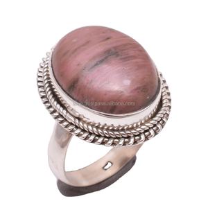 Vente en gros de bagues en argent sterling 925 fin Rhodonite naturelle et bijoux indiens bijoux de fête du fabricant et fournisseur - Product Image 1