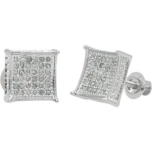 Boucles d'oreilles en diamants Jewelspaark, 0,22 ct, or blanc 10 carats, serti pavé, taille brillant rond, 8 mm, pour femme, usage quotidien - Product Image 4