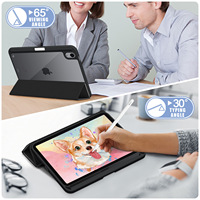 Étui magnétique pliable fin pour iPad Mini 7 2024 avec support pour stylet, coque arrière transparente en acrylique anti-rayures pour tablette