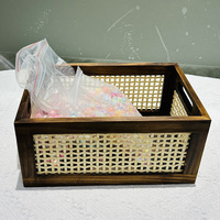 Boîte de rangement de bureau japonaise en bois massif Panier de rangement en rotin rétro Boîte de finition pour livres et collations pour cosmétiques