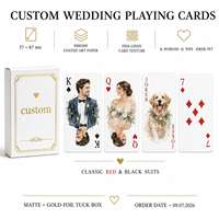 Cartes à jouer personnalisées en aquarelle pour mariage, portrait de couple, jeu de poker, cadeau souvenir de jardin espagnol