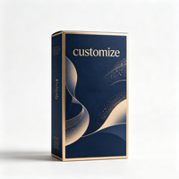 Boîte à parfum personnalisée avec logo bleu marine et motif vague dorée, emballage de luxe pour parfum, carton sur mesure, impression couleur intégrale, vente en gros