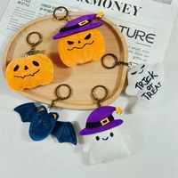 Porte-clés en peluche HY Brand pour Halloween, doux et mignon, avec motifs citrouille, fantôme, chauve-souris, chapeau de sorcier, portable pour les fêtes