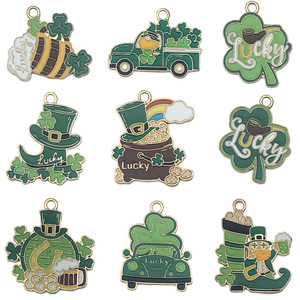 Pendentif en alliage trèfle irlandais, breloques à thème de dessin animé pour accessoires de bijoux DIY, unisexe, à porter au quotidien - Product Image 3