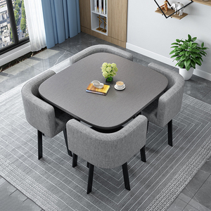 Set <span class=keywords><strong>Tavolo</strong></span> e Sedie in Legno per Caffetteria, Set da Pranzo Quadrato a 4 Posti con Cuscini, Arredamento Personalizzabile per Ristoranti - Product Image 4