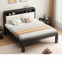 Cadre de lit plateforme métallique portable moderne avec lattes en acier épaissies, robuste et renforcé pour un sommeil silencieux, idéal pour appartement et chambre à coucher