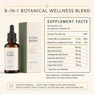 Fórmula Líquida para el Equilibrio Femenino OEM 50ml, Complejo de Bayas de Vitex con <span class=keywords><strong>Citrato</strong></span> de <span class=keywords><strong>Magnesio</strong></span> para el Bienestar Hormonal, ODM a Granel - Product Image 6