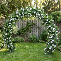 Guirlande de fleurs artificielles en soie réaliste, roses blanches naturelles et verdure, pour arche de mariage, fête des mères, jardin extérieur et scène de célébration