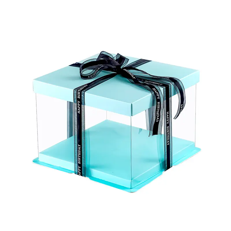 Caja transparente personalizada, de 10x10x8 tapa blanca, de plástico, 4, 6, 8 y 10 pulgadas, para pastel de boda
