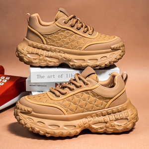 Scarpe Casual con Suola a Griglia Stile Workwear Retrò, Suola Spessa, Antiscivolo, per Sport all'Aperto, con Aumento di Altezza - Product Image 2