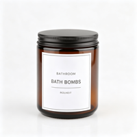 Pot cosmétique en verre ambré à large ouverture avec étiquettes personnalisées et couvercle en aluminium pour bougies et crèmes