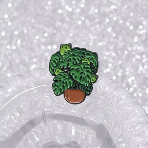 دبابيس مطلية بالمينا على شكل جمجمة قوطية ونباتات في أواني، بروشات على شكل هيكل عظمي وشبح وضفدع ونباتات، شارة ياقة، هدية مجوهرات - Product Image 2