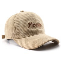 Casquette de baseball personnalisée avec lettres brodées, logo en velours côtelé, vintage, souple, réglable, pare-soleil, chapeau pour femmes, OEM pour hommes, extérieur