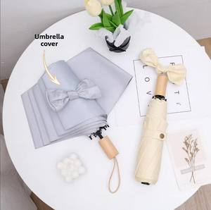 <span class=keywords><strong>Parasol</strong></span> <span class=keywords><strong>noir</strong></span> pliant manuel avec manche en <span class=keywords><strong>bois</strong></span>, 100 cm, protection UV 190T, imperméable, motif nœud, idéal pour la publicité, vente en gros - Product Image 6