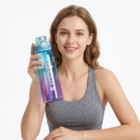 Bouteille d'eau étanche 700 ml en Tritan+PP avec couvercle à ouverture rapide et paille, sans odeur, compatible lave-vaisselle pour adultes - Idéale pour le camping et les activités de plein air